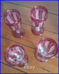 Vintage Crystal Ruby Decanter with4-Wine Goblets Highly Detailed Very Beautiful