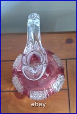 Vintage Crystal Ruby Decanter with4-Wine Goblets Highly Detailed Very Beautiful