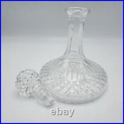 Vintage Crystal Ship's Decanter with Stopper Cut Crystal 10 Tall
