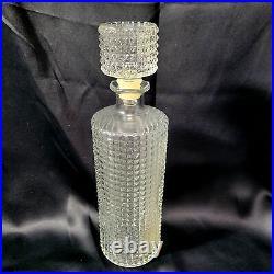 Vintage Crystal Whiskey Bottle with Stopper Cut Glass Decanter 4 Glasses