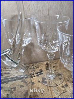 Vintage Crystal Wine 13.5 inch Decanter with 5 Glasses Etched Grapes Vine & Leaves Vintage Crystal Wine 13.5 inch Decanter with 5 Glasses Etched Grapes Vine & Leaves