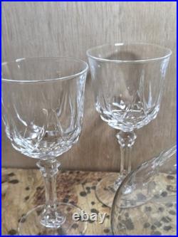 Vintage Crystal Wine 13.5 inch Decanter with 5 Glasses Etched Grapes Vine & Leaves