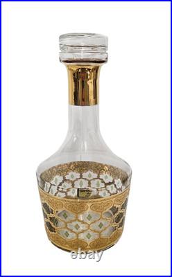 Vintage Culver Valencia Pattern Decanter & Glasses Bar Set 22 Carat Gold