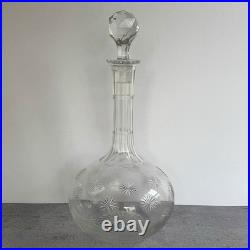 Vintage Cut Crystal Decanter Starburst Webb Style #160 Matching Stopper