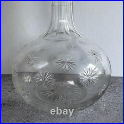 Vintage Cut Crystal Decanter Starburst Webb Style #160 Matching Stopper