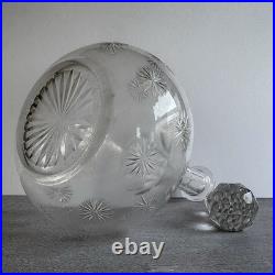 Vintage Cut Crystal Decanter Starburst Webb Style #160 Matching Stopper