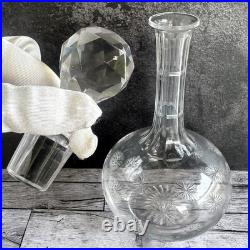 Vintage Cut Crystal Decanter Starburst Webb Style #160 Matching Stopper