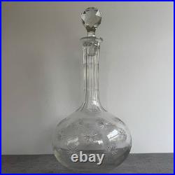 Vintage Cut Crystal Decanter Starburst Webb Style #160 Matching Stopper