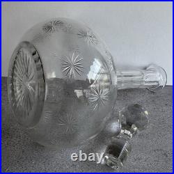 Vintage Cut Crystal Decanter Starburst Webb Style #160 Matching Stopper