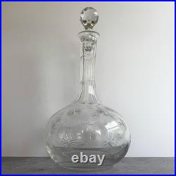 Vintage Cut Crystal Decanter Starburst Webb Style #160 Matching Stopper