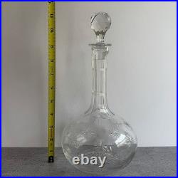 Vintage Cut Crystal Decanter Starburst Webb Style #160 Matching Stopper