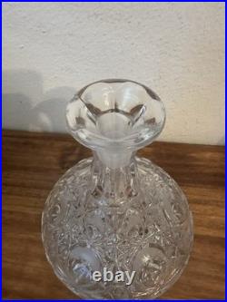 Vintage Cut Crystal Glass Ship Decanter Liquor Bottle w Stopper 11.5