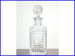 Vintage Cut Crystal Liquor Decanter with Stopper, Starburst Pinwheel Design