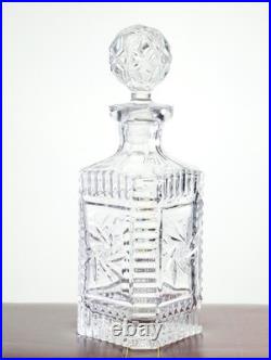 Vintage Cut Crystal Liquor Decanter with Stopper, Starburst Pinwheel Design