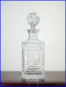 Vintage Cut Crystal Liquor Decanter with Stopper, Starburst Pinwheel Design
