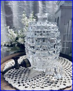 Vintage Cut Crystal Whisky Dispenser Brass Spigot Crystal Barrel Decanter