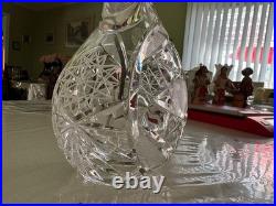 Vintage Cut Crystal Wine Decanter Ewer Stopper Handle Starburst 11 Inch