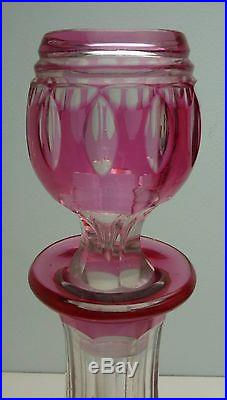 Vintage Cut Glass Cranberry to Clear Decanter