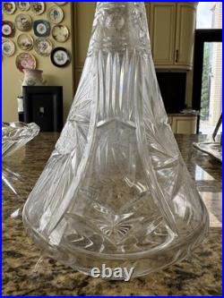 Vintage Cut Glass Crystal Decanter with Stopper 14 Tall