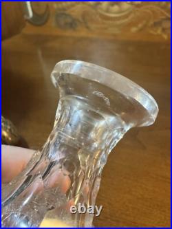 Vintage Cut Glass Decanter with Sterling Silver Stopper and Etched Signature