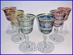 Vintage Cut to Clear Bohemian Crystal Wine Glasses and Decanter, Set of 13