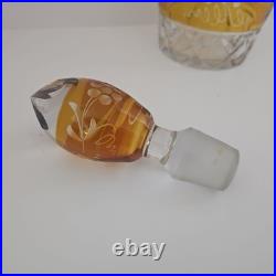 Vintage Czech Bohemian Amber Cut to Clear Glass Decanter B6