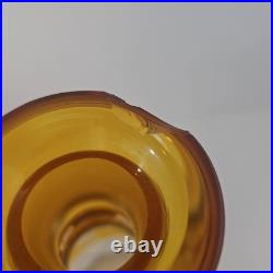 Vintage Czech Bohemian Amber Cut to Clear Glass Decanter B6