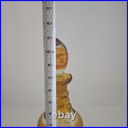 Vintage Czech Bohemian Amber Cut to Clear Glass Decanter B6