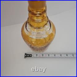 Vintage Czech Bohemian Amber Cut to Clear Glass Decanter B6