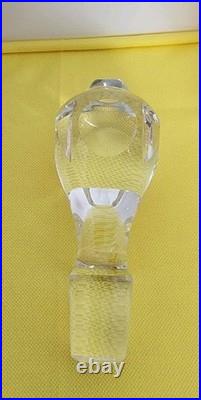 Vintage Czech Bohemian Amber Cut to Clear Glass Decanter Hard Water Ecthed