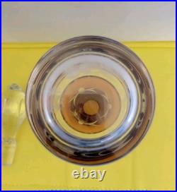 Vintage Czech Bohemian Amber Cut to Clear Glass Decanter Hard Water Ecthed