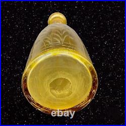 Vintage Czech Bohemian Art Glass Etched Amber Decanter With Stopper Duck Swan
