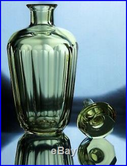 Vintage Czech Bohemian Citrin Glass Faceted Decanter and 2 short glasses Moser