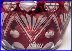 Vintage Czech Bohemian Ruby Red/Clear Cased Overlay Glass Vase Decanter 7 Tall