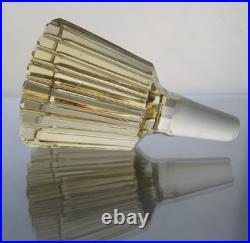 Vintage Czech Citrine Glass Decanter Set with 2 Shot Glasses Fluted Mid Century