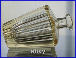 Vintage Czech Citrine Glass Decanter Set with 2 Shot Glasses Fluted Mid Century