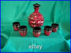Vintage Czech End of Day Glass Decanter Set