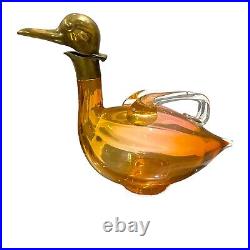 Vintage Czechoslovakia Cased Apricot Ombre Glass Gilt Figural Decanter Marked