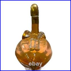 Vintage Czechoslovakia Cased Apricot Ombre Glass Gilt Figural Decanter Marked