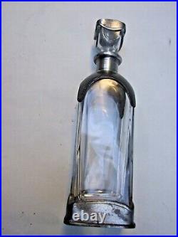 Vintage Decanter Crystal & Fein Zinn Pewter 95% Made in Italy Mid Century Rare
