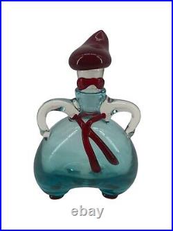 Vintage Decanter Murano Glass Blue handmade studio