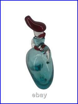 Vintage Decanter Murano Glass Blue handmade studio