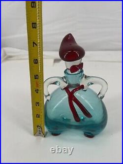 Vintage Decanter Murano Glass Blue handmade studio