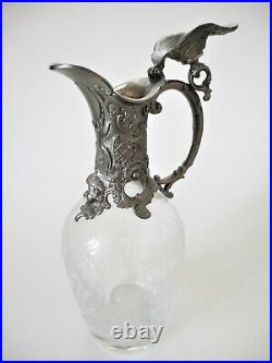 Vintage Decanter Pewter Etain 95% Peltro Eteched Glass Made In Italy
