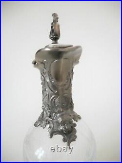 Vintage Decanter Pewter Etain 95% Peltro Eteched Glass Made In Italy