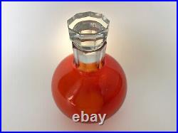 Vintage Decanter Set Red Glass Mid Century Hand Cut