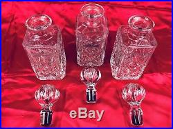 Vintage Decanters Victorian Cut Glass Set Of 3 For Tantalus Beautiful Rare