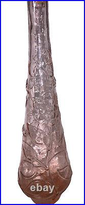 Vintage Depression Glass Genie Decanter Bottle / Floral Design/ With Topper