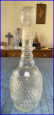 Vintage Diamond Cut Glass Decanter MD 1975 Mogen David Set With Matching Glasses