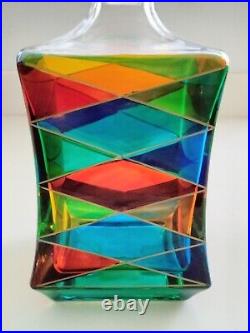 Vintage Due Zeta MURANO Italian glass decanter hand-painted